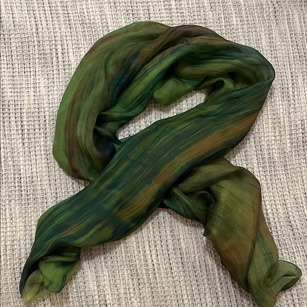 Green and Brown Sheer Scarf